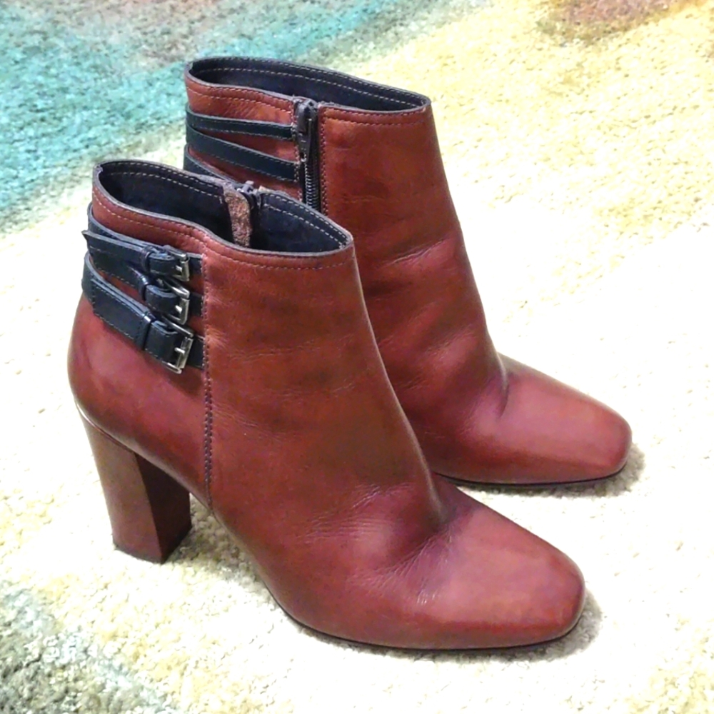 Women's Leather Booties High Quality Dark Brown Ankle Boots Sz 9.5 Made in Italy